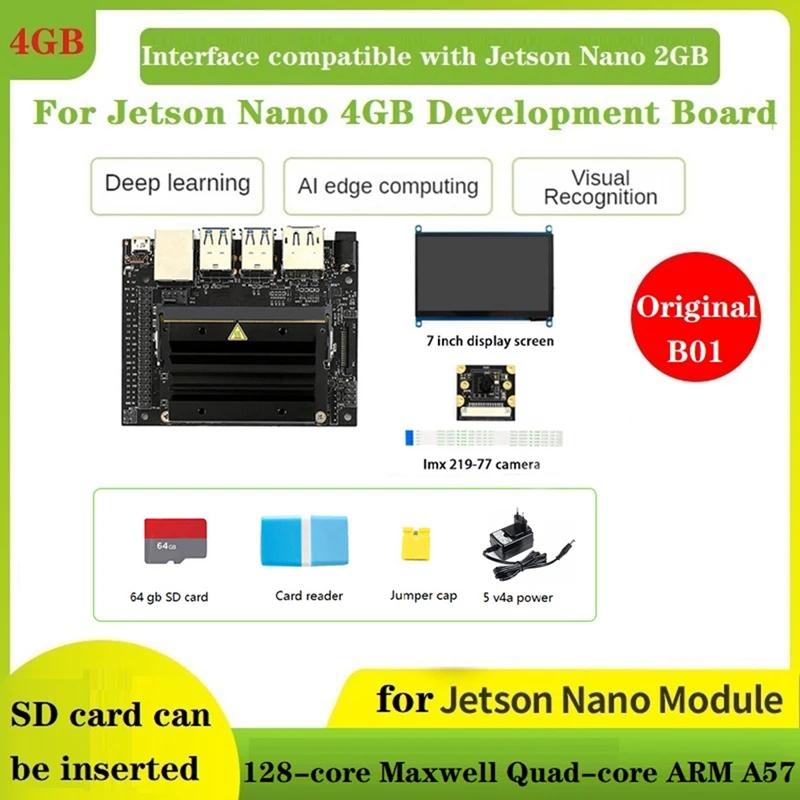 Jetson Nano B01 4GB AI , 7 ġ ÷, ī޶, 64G SD ī, ī ,  ĸ, 